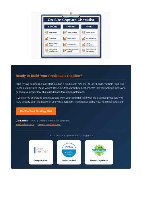 Inside page: on-site checklist